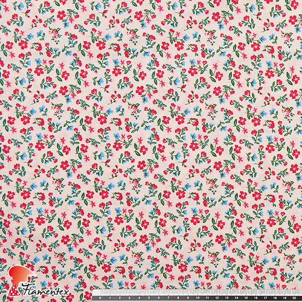 HARU - Printed cotton fabric with small flowers.