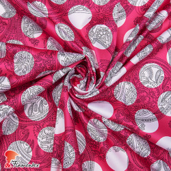 Tela de satén/ elástico, perfecto para trajes de flamenca entallados. Lunar de 5,5 cm. de diámetro.