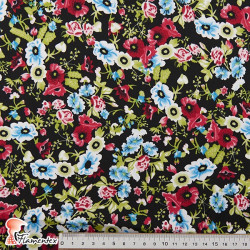 JENNY. Stretch satin fabric, perfect for fitted flamenco dress. Floral print.