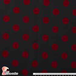 MADISON FLOSAR D/10. Stretch satin fabric with flocked polka dots. Ideal for fitted flamenco dresses.
