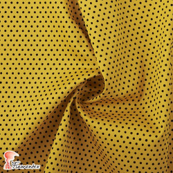 MADISON FLOSAR D/8. Stretch satin fabric with flocked polka dots. Ideal for fitted flamenco dresses.
