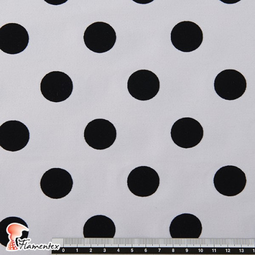 MADISON FLOSAR D/3. Stretch satin fabric with flocked polka dots. Ideal for fitted flamenco dresses.