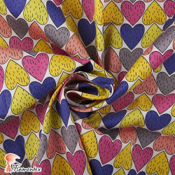 JENNY. Stretch satin fabric, perfect for fitted flamenco dress. Heart print.