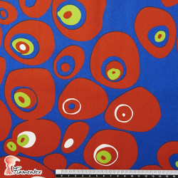 LUNA. Stretch satin fabric, perfect for fitted flamenco dresses. Psychedelic polka dots print.