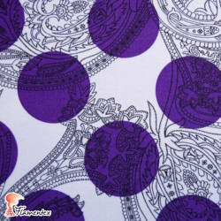 CANELA. Satin fabric / Stretch. Perfect for fitted flamenco dresses. Polka dot 5,5 cm. diameter.
