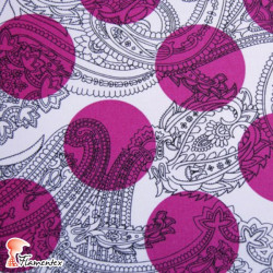 CANELA. Satin fabric / Stretch. Perfect for fitted flamenco dresses. Polka dot 5,5 cm. diameter.