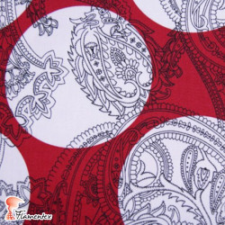 CANELA. Tela de satén/ elástico, perfecto para trajes de flamenca entallados. Lunar de 10 cm. de diámetro.