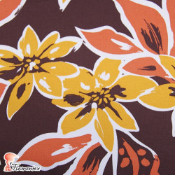 AINOA. Stretch satin fabric, perfect for fitted flamenco dress. Flowers print.
