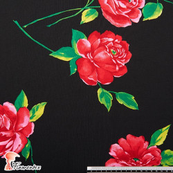 TABLAO. Tela de punto especial para faldas de ensayo. Estampado de rosas de 10 cm ancho (aproximadamente).