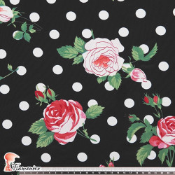 NATASHA. Drape crêpe fabric for flamenco dresses, floral and polka dot print.