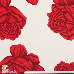 NATASHA. Drape crêpe fabric, for flamenco dresses. Red roses print.