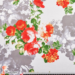CRYSS. Elastic satin fabric for very fitted flamenco dresses. Floral print.