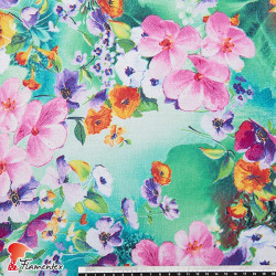 FACTORY D. Drape soft fabric with floral print.