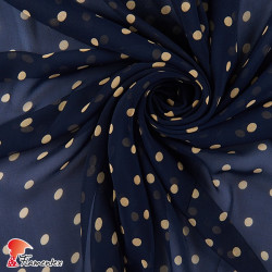 RAIZA. Thin chiffon fabric with printed polka dots 1 cm.