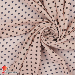 RAIZA. Thin chiffon fabric with printed polka dot 0,70 cm.