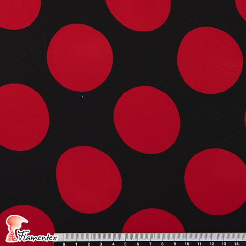 NATASHA. Drape crêpe fabric for flamenco dresses, polka dot print 5,50 cm.
