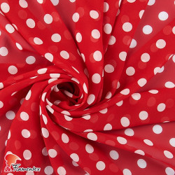RAIZA. Thin chiffon fabric with printed polka dots 1,50 cm.