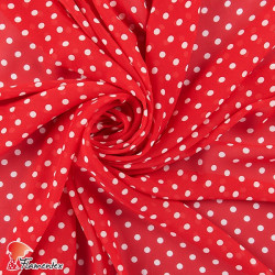 RAIZA. Thin chiffon fabric with printed polka dots 0,70 cm.