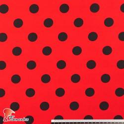 JENNY. Stretch satin fabric, perfect for fitted flamenco dress. Polka dot print 2,30 cm.