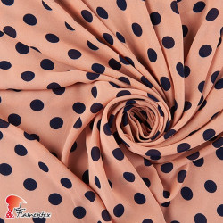 VIÑUELA. Soft georgette fabric with printed polka dot 1,60 cm.