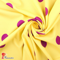GUAJIRA. Soft techno-peach bi-elastic fabric with scattered polka dot print (4 cm).