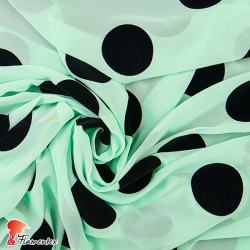 DRAVA FLOCADO. Thin chiffon fabric with flocked polka dot 7 cm.