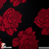 NATASHA. Crespón con mucha caída, perfecta para trajes de flamenca. Estampado de flores grandes rosas rojas.