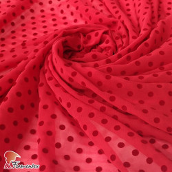 DRAVA FLOCADO. Thin chiffon fabric with flocked polka dot 0,60 mm.