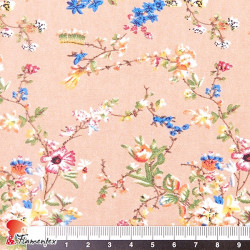 VALVERDE. Thin chiffon fabric with printed flowers' bouquet.