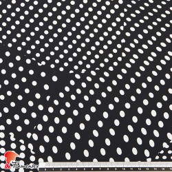 ZUBIA. Thin and silky drape fabric with mixed polka dots pattern.