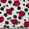 NATASHA. Drape crêpe fabric. Normally used for flamenco dresses. Irregular polka dots and roses print.