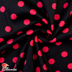 JENNY. Stretch satin fabric, perfect for fitted flamenco dress. Polka dot print 2,40 cm