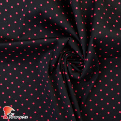 JENNY. Elastic satin fabric for tight flamenco dresses. Polka dot print 5mm.