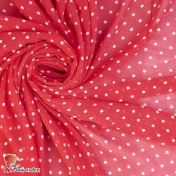 CONQUISTA. Thin chiffon fabric with 5 mm. polka dots pattern.