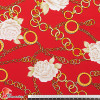 PEZA. Crepe fabric with flowers and chains pattern.