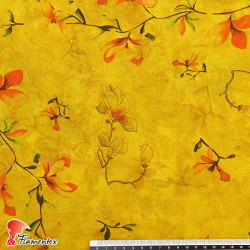 ROTA. Rayon/ linen fabric with floral pattern.