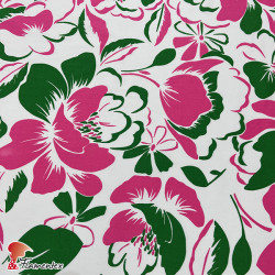 LUNA. Stretch satin fabric, perfect for fitted flamenco dresses. Flowers print.
