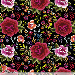 D-STRECH ESTP. Polyester fabric with rose print (10 cm).